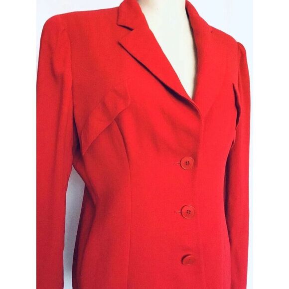 GEORGIO ARMANI Vintage Womens Large Red Wool Crepe Blazer - Picture 6 of 8